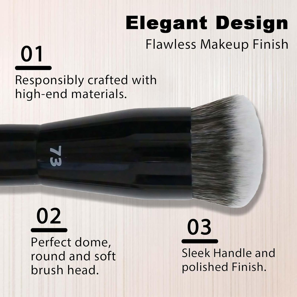 GlintMagic Professional Foundation Brush - Streak-Free, Polished Finish for Liquid, Cream & Powder | Dense & Soft Bristles, Easy to Clean, All Skin Types