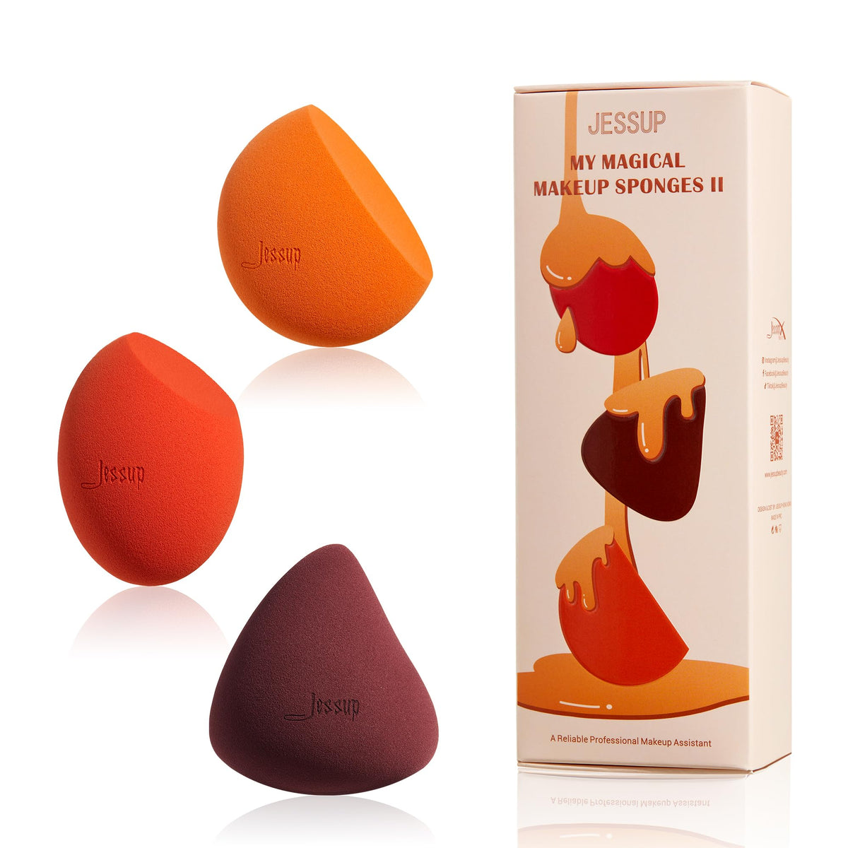 Jessup Multi-Shaped Makeup Sponge Set, Reusable Beauty Sponge Blender SP017