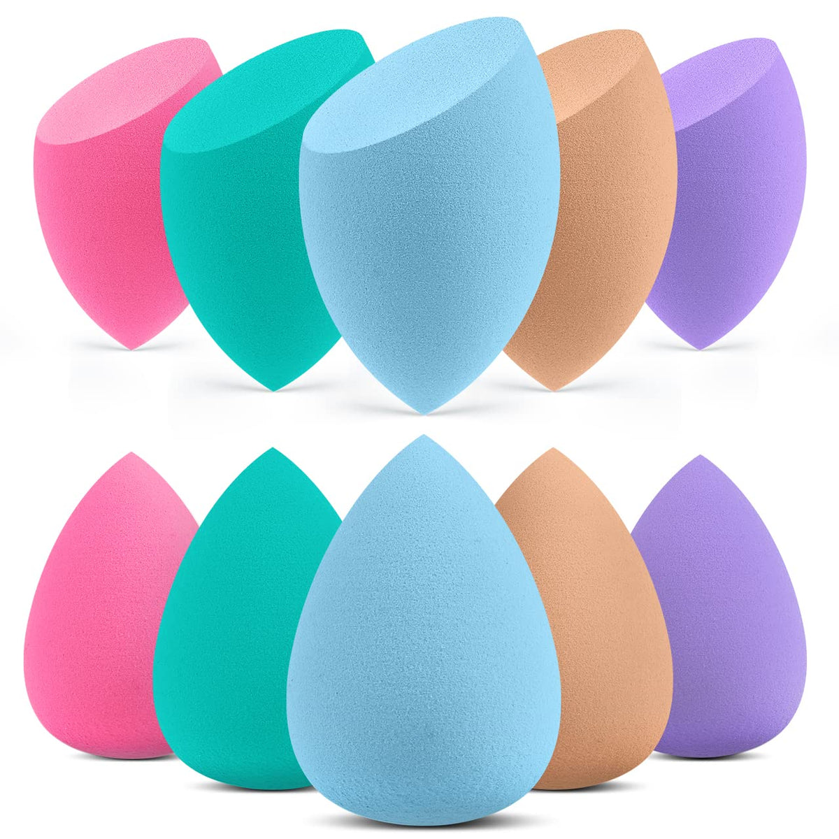 InnoGear Makeup Sponge, 10 Pcs Makeup Sponges Blender Set Beauty Cosmetic Foundation Blending Applicator Puff, Flawless for Liquid Cream Powder (Multi colored)