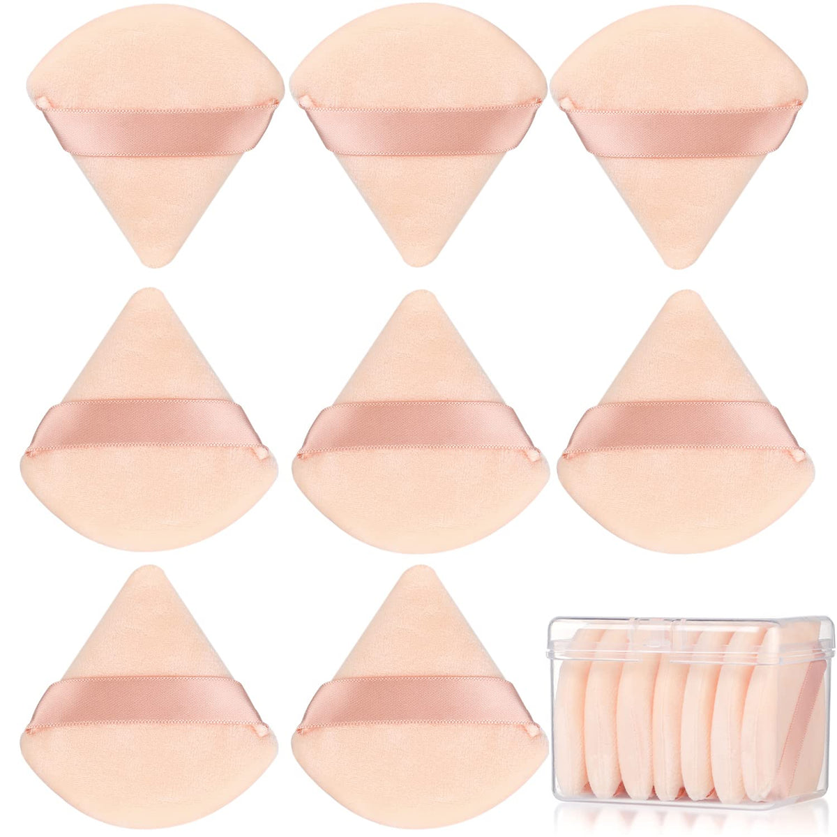 8Pcs Powder Puff, Dual Wet Dry for Triangle Makeup Puff,Pink