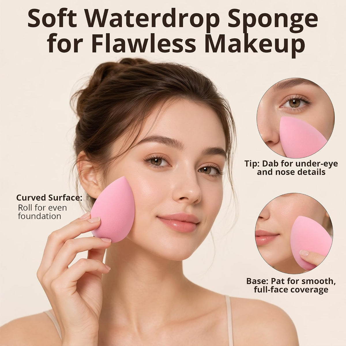 BEAKEY Makeup Brushes set with 2 Blending Sponges,10 Brush Face and Eye Set