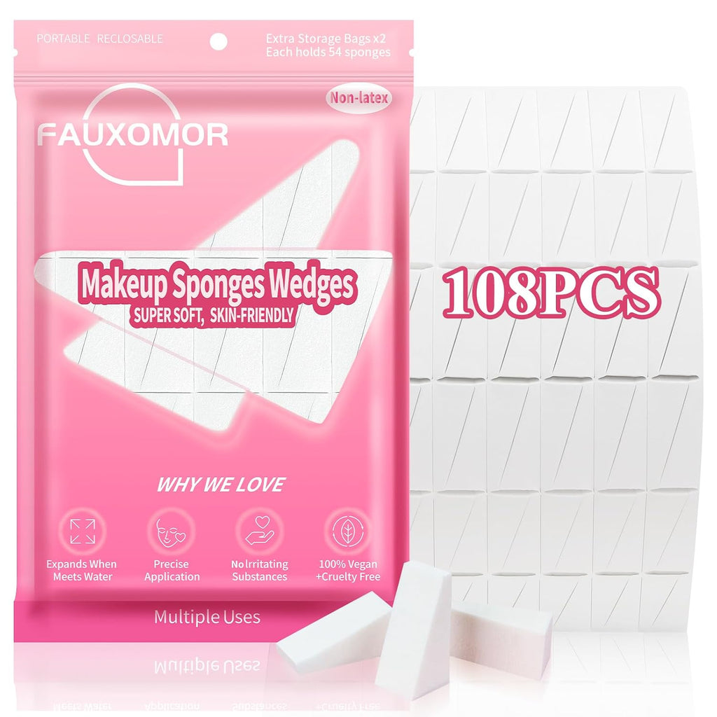 Fauxomor 108 Pcs Makeup Sponge Wedges Make Up Sponges for Foundation