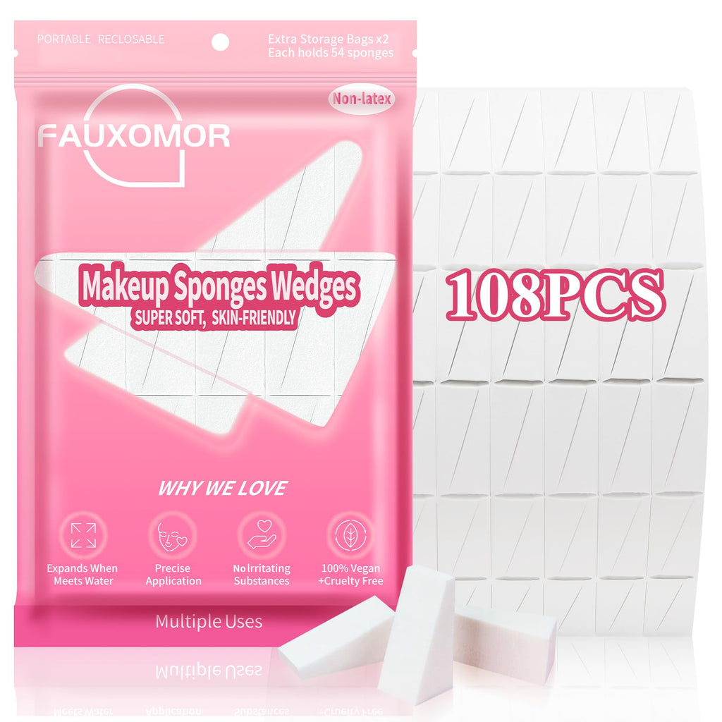 Fauxomor 108 Pcs Makeup Sponge Wedges Make Up Sponges for Foundation