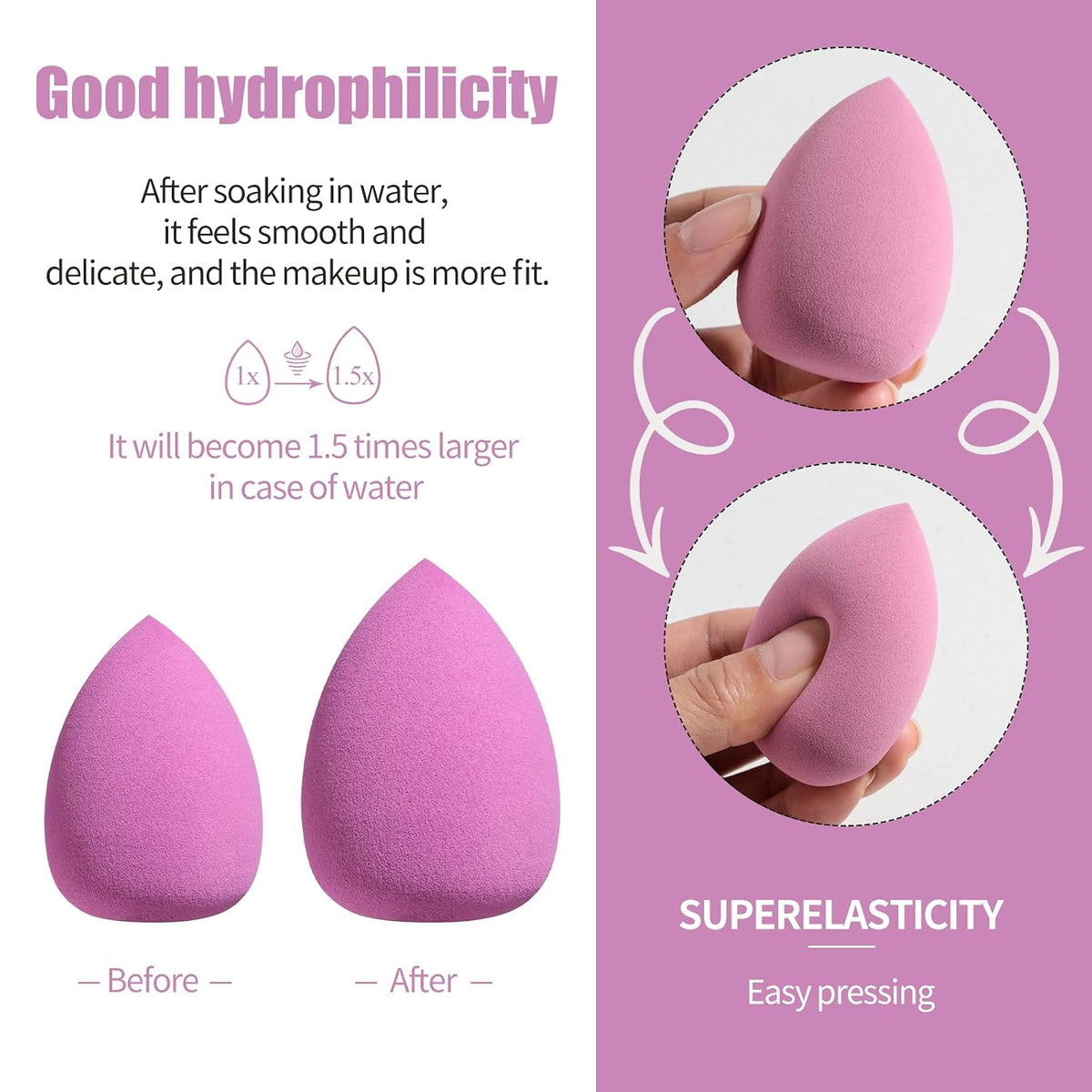 Makeup Sponges BS-MALL10 Pcs Premium For Foundation - Makeup Blending Sponge Set With Finger & Triangle Puffs For Multi-purpose Use, Travel Essential & Daily Makeup with Case