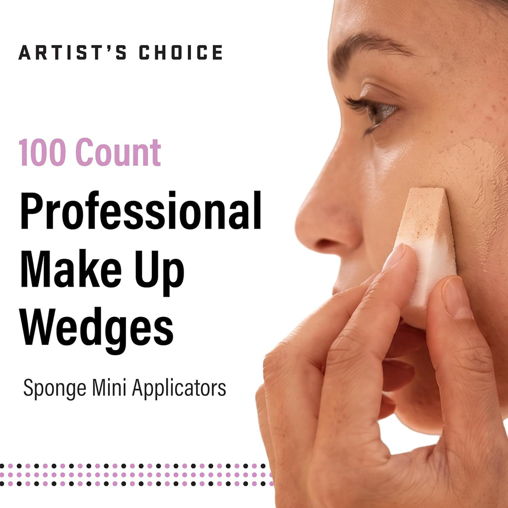 Artist's Choice Makeup Wedges, Triangle Cosmetic Sponges, 100 Pack