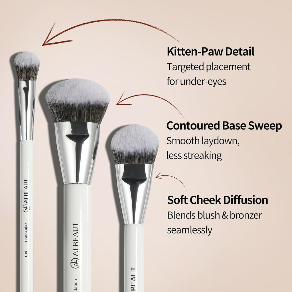 Albeaut Makeup Brush for Foundation Concealer Blush Contour Liquid Cream Blending Angled Shape