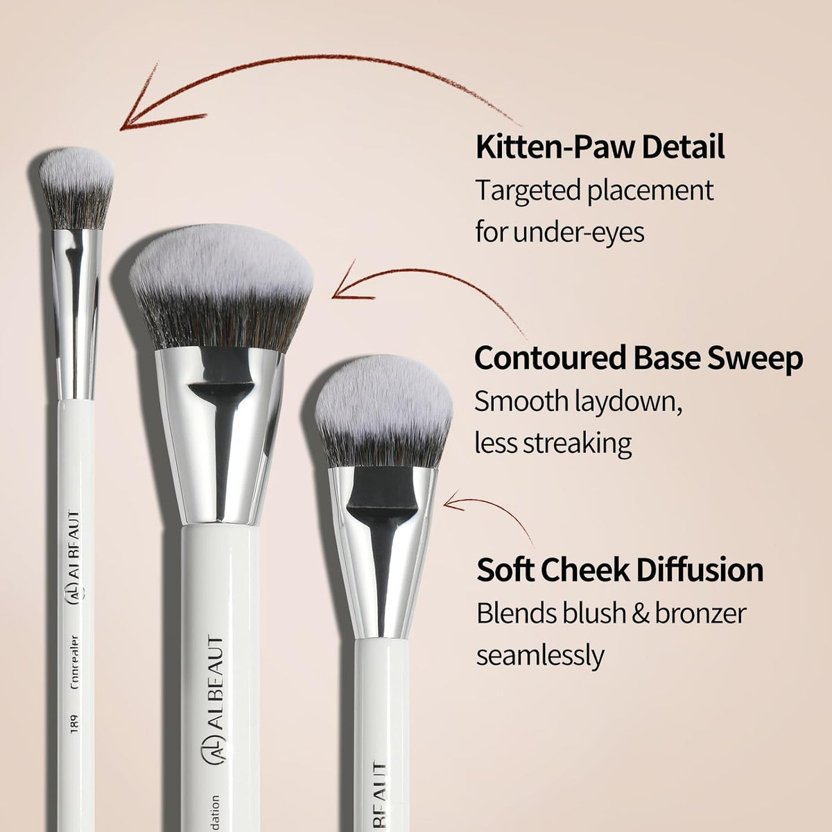 Albeaut Makeup Brush for Foundation Concealer Blush Contour Liquid Cream Blending Angled Shape