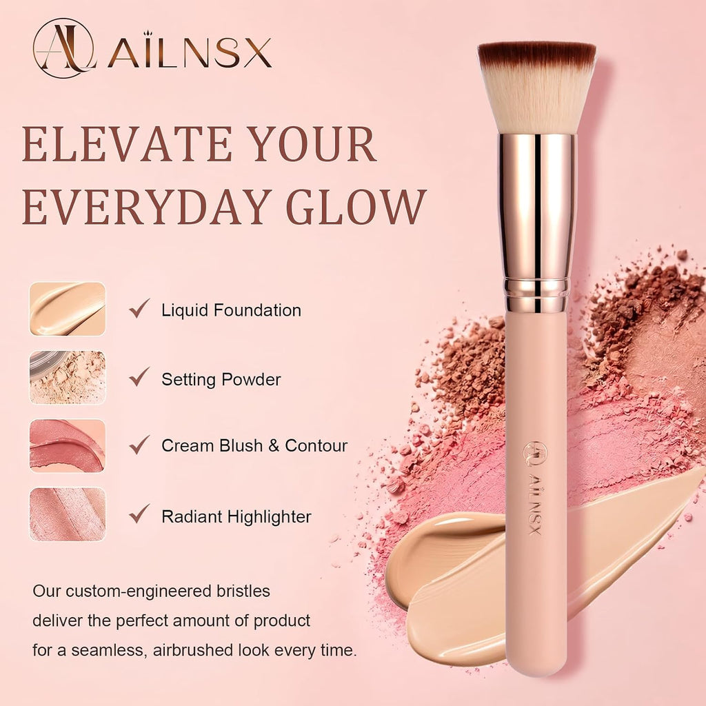 Flat Top Kabuki Foundation Brush, Soft Dense Makeup Brush for Liquid, Cream and Powder, Face Blending Brush for Foundation, Blush, Bronzer, Concealer and Contour
