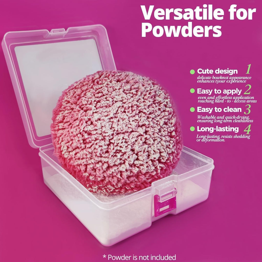 6" Large Body Powder Puff and Container,Rose Pink