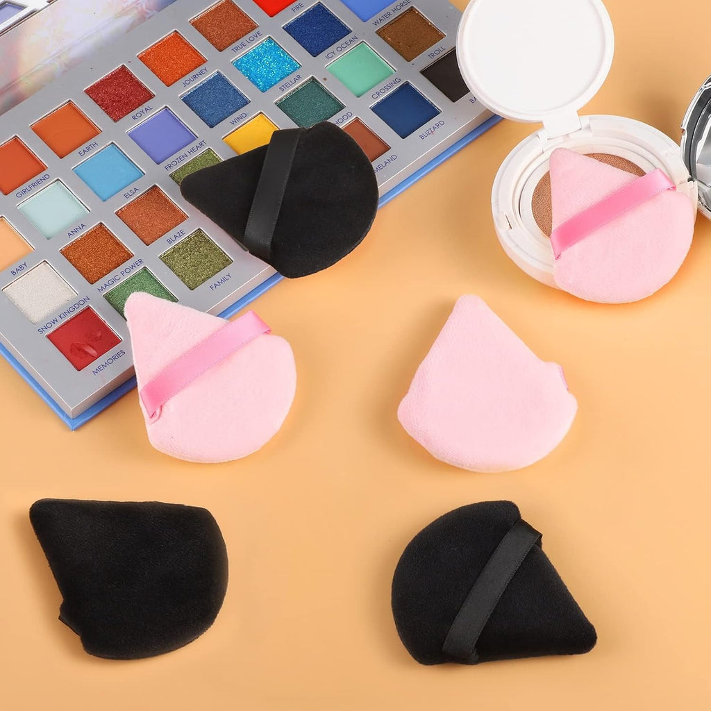 Pimoys Powder Puffs, 6 Pack Triangle Velour Makeup Sponges, Pink Black