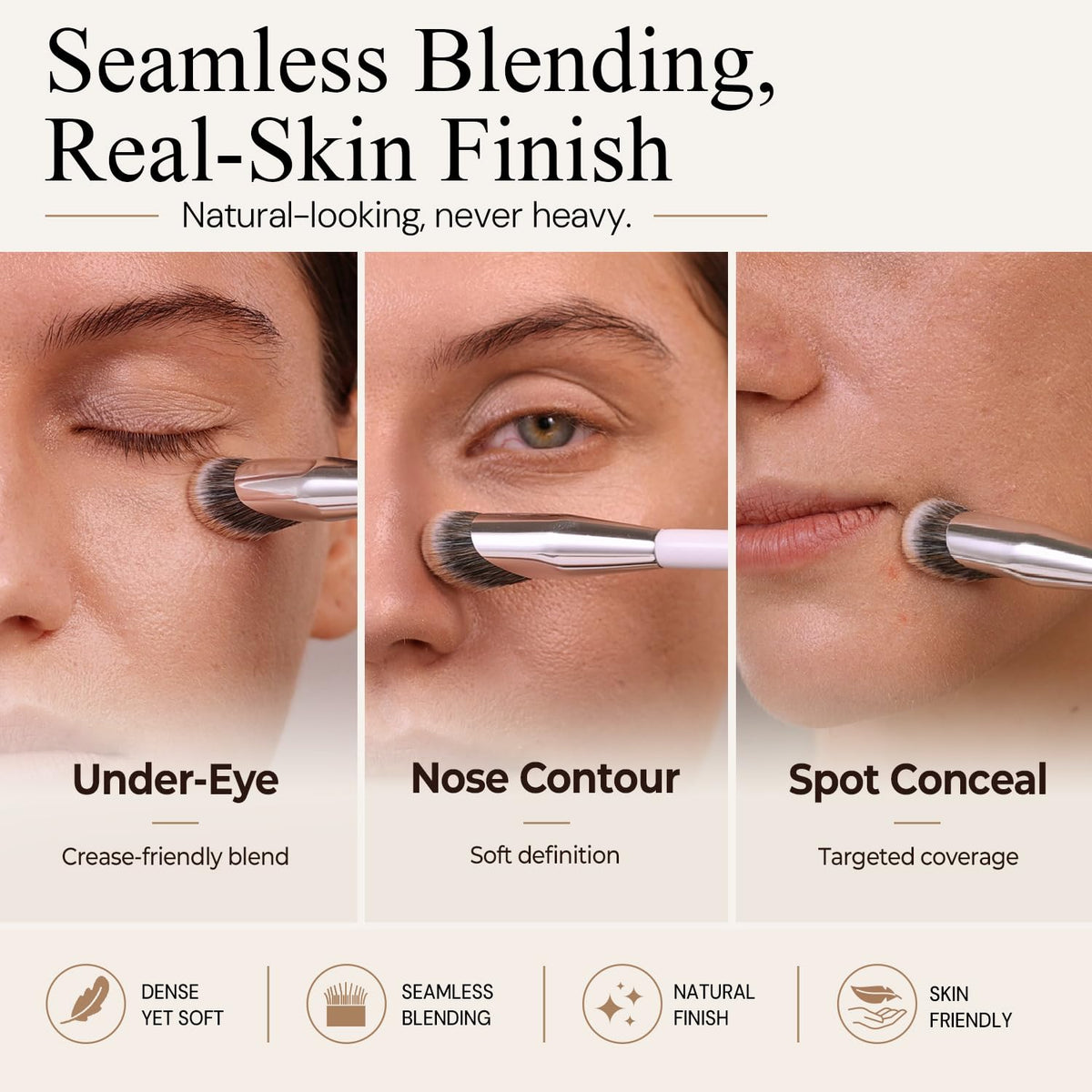 Albeaut Concealer Brush, Angled Under Eye Makeup Small Foundation Precision Face Blending Brush (193 concealer brush), 1pc