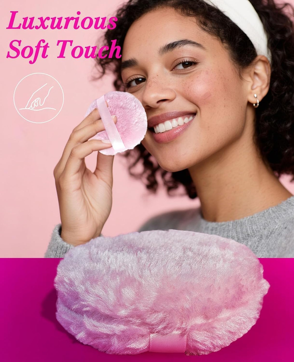 4" Large Powder Puff, Soft Fluffy Dusting Powder Puff for Body with Case