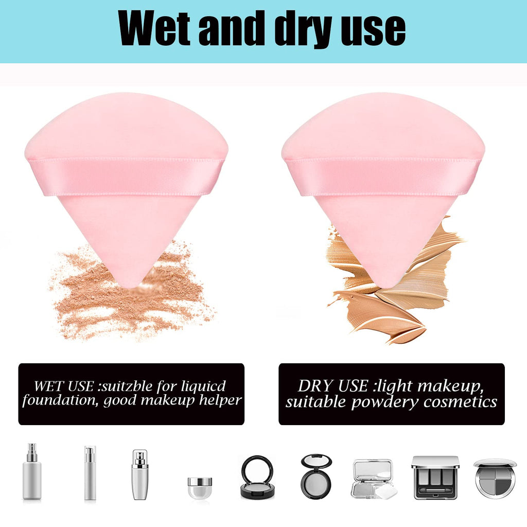 8Pcs Powder Puff, Dual Wet Dry for Triangle Makeup Puff,Pink