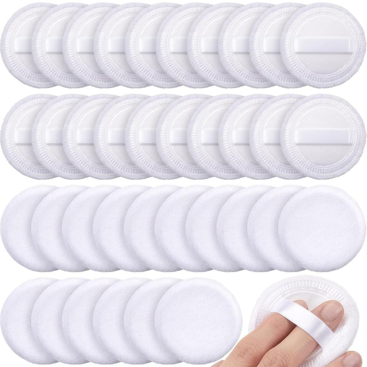 Silifine 40 Pcs White Cotton Powder Puffs, Round Powder Puffs
