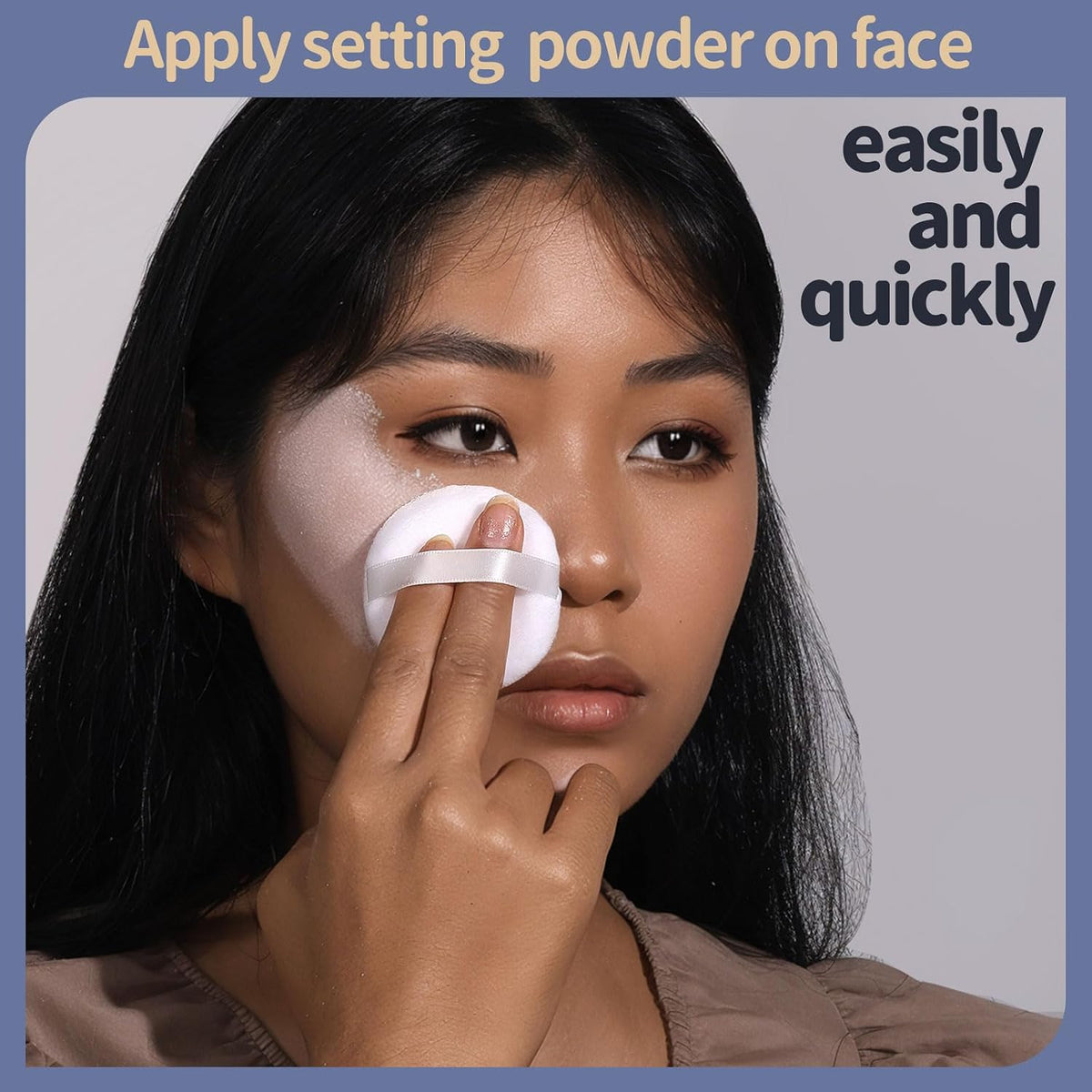 Teenitor 3pcs Setting Powder Puff 2.36 Inch, Soft Applicator for Loose and Pressed Powder, Powder Puffs for Face Powder With Cases, White