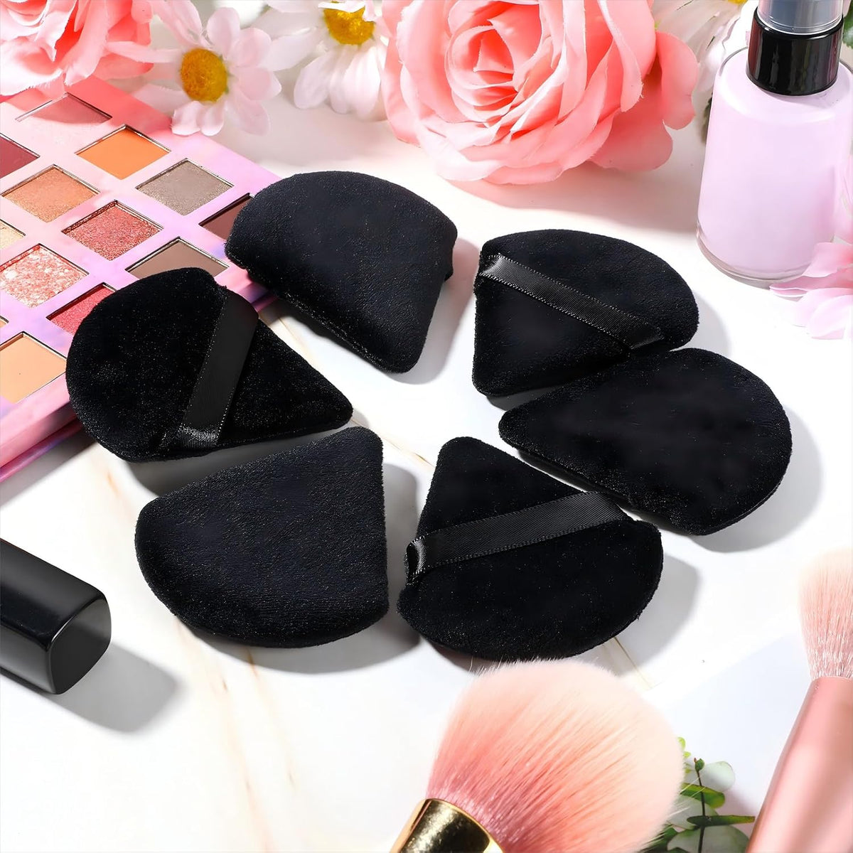 Meanplan 100 Pcs Powder Puffs Triangle Makeup Puff, Black