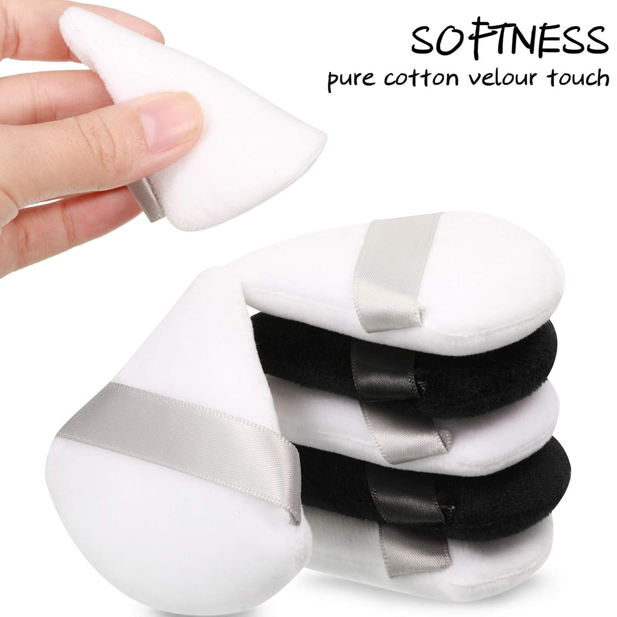 Maitys 10 Pcs Triangle Powder Makeup Puffs Face Soft Velour Puff Beauty Setting Sponge for Loose, Foundation Blending, Blender Makeup Tool for Women Girl