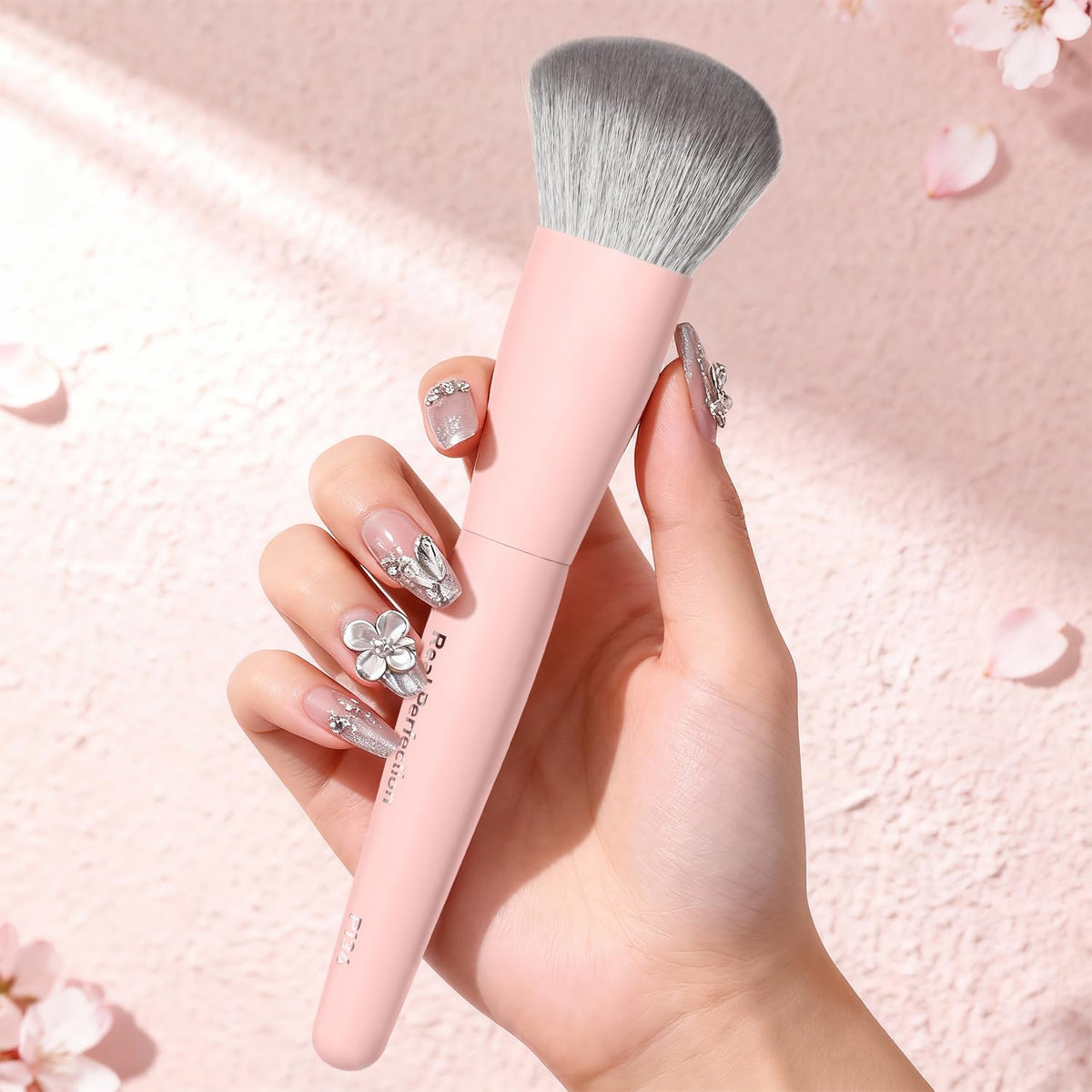 REAL PERFECTION Buffing Foundation Brush, Professional Face Makeup Brush for Streak-Free Application, Suitable for All Skin Synthetic Cruelty-Free Beauty Brush for Liquid Cream Foundation Bronzer