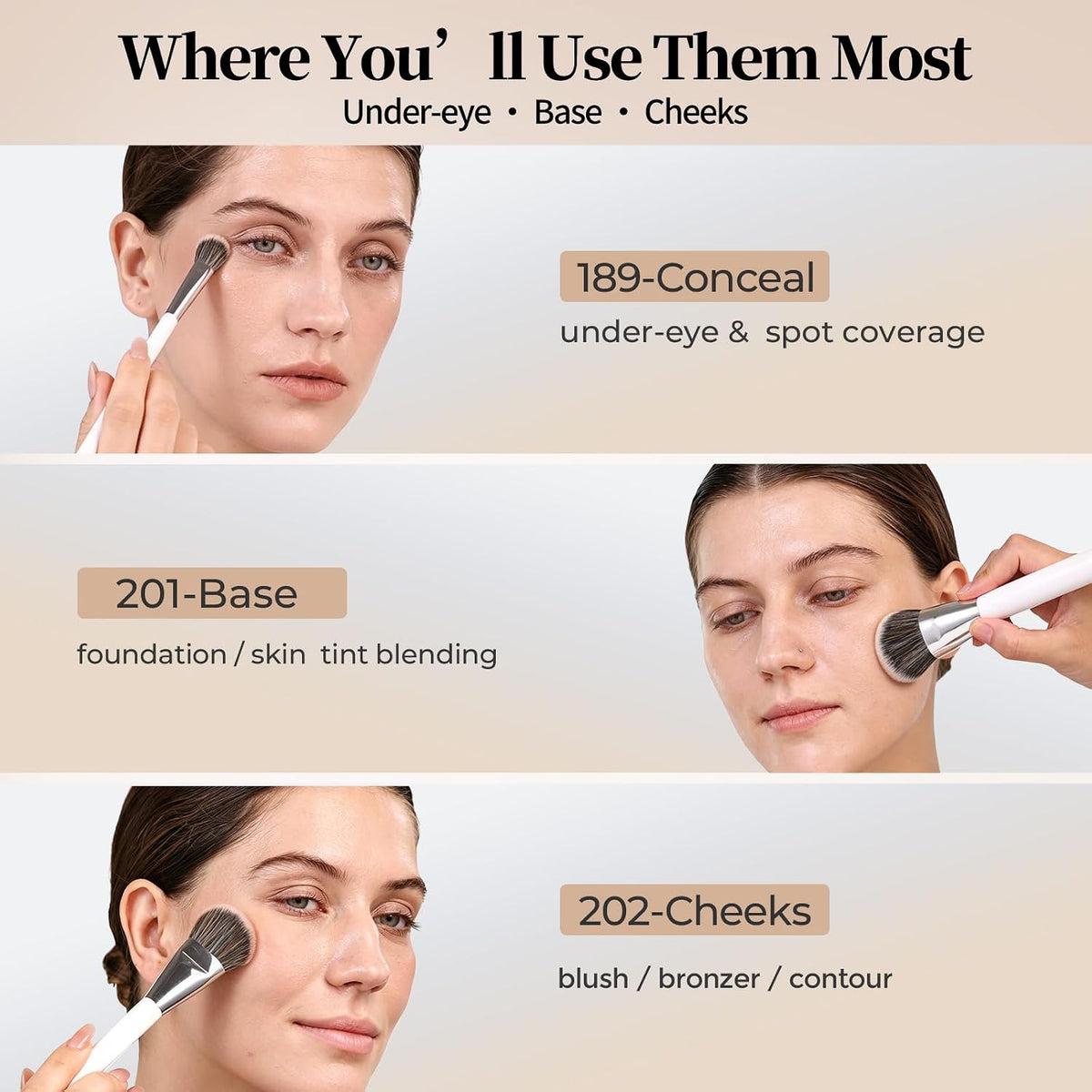 Albeaut Makeup Brush for Foundation Concealer Blush Contour Liquid Cream Blending Angled Shape