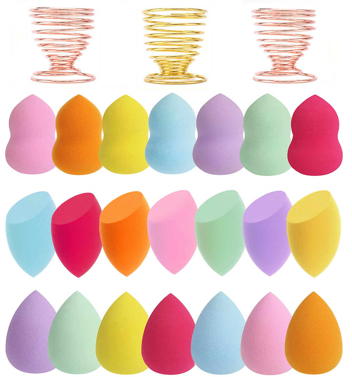 24-Pack Makeup Sponge Set with Holders, 7 Colors