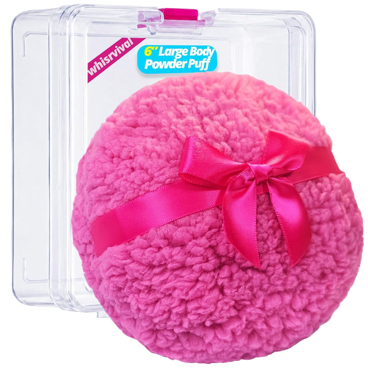 6" Large Body Powder Puff and Container,Rose Pink