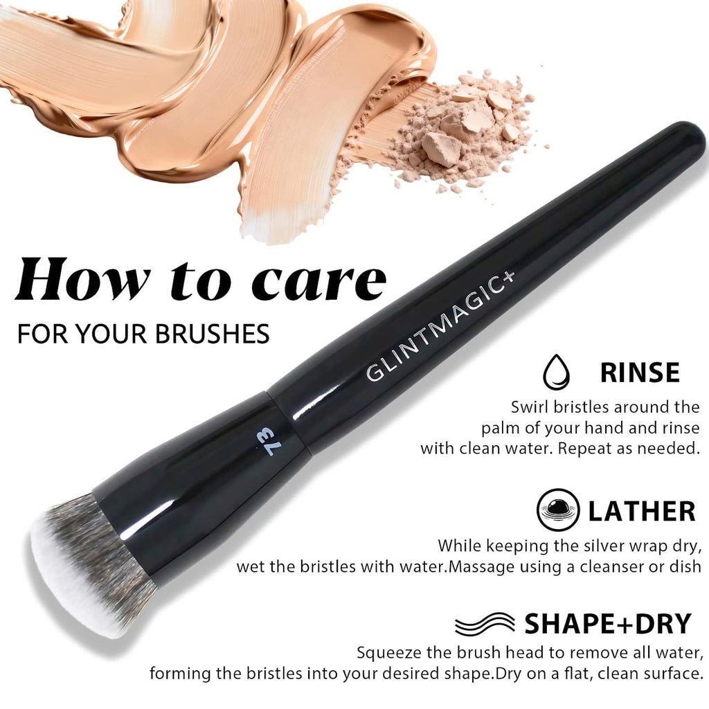 GlintMagic Professional Foundation Brush - Streak-Free, Polished Finish for Liquid, Cream & Powder | Dense & Soft Bristles, Easy to Clean, All Skin Types