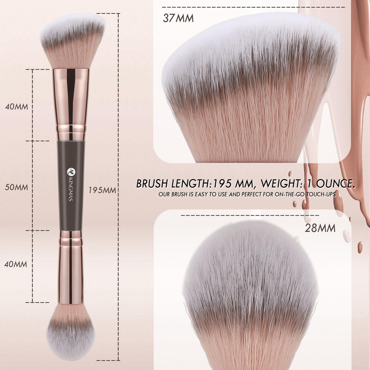 KINGMAS Foundation Makeup Brush, Premium Dual Concealer Bronzer Brushes