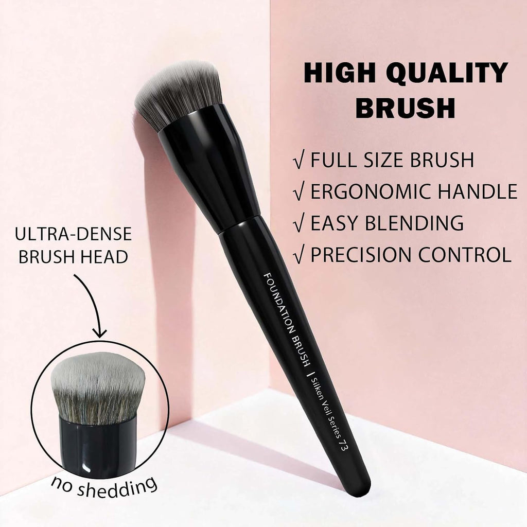 GlintMagic Professional Foundation Brush - Streak-Free, Polished Finish for Liquid, Cream & Powder | Dense & Soft Bristles, Easy to Clean, All Skin Types