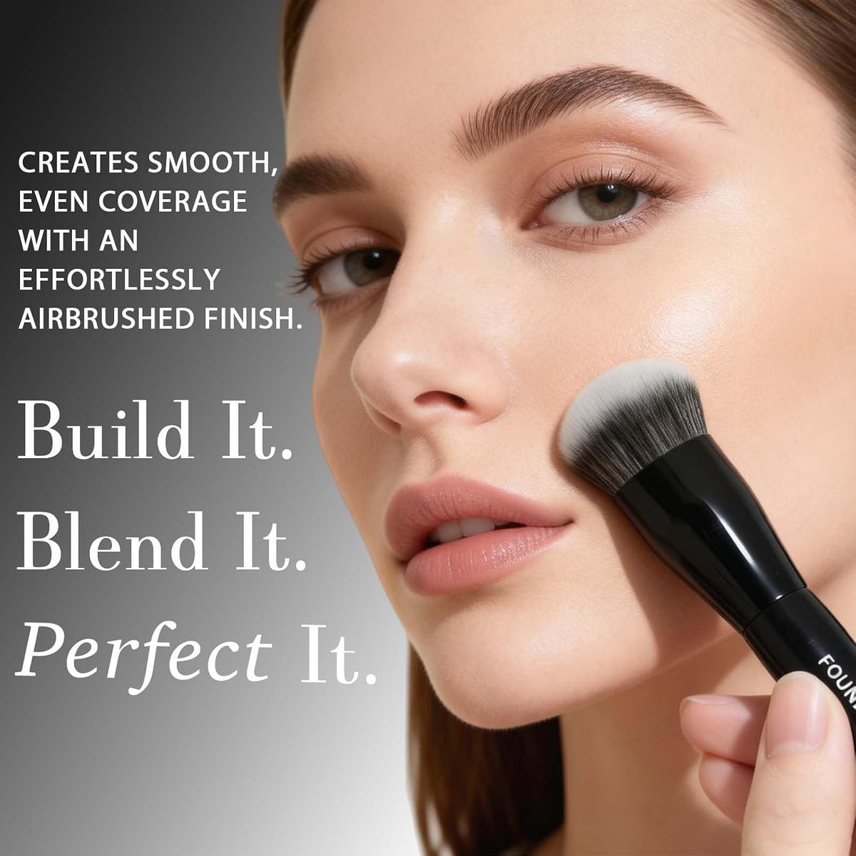 GlintMagic Professional Foundation Brush - Streak-Free, Polished Finish for Liquid, Cream & Powder | Dense & Soft Bristles, Easy to Clean, All Skin Types
