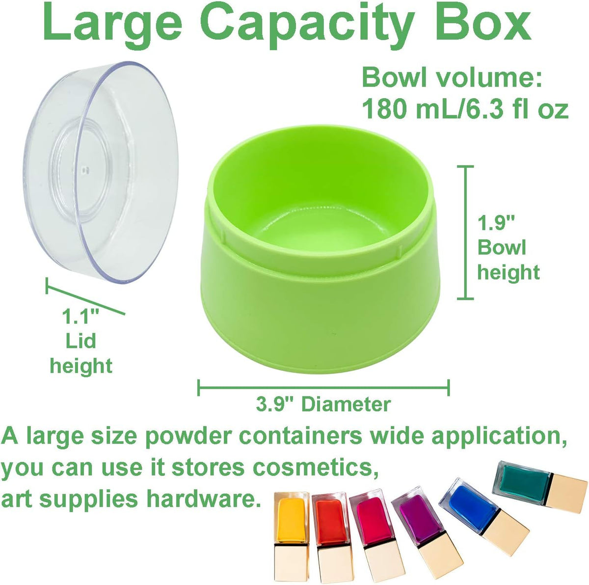 BPA Free Baby Powder Puff Box, Large 2.8" Fluffy Body After-Bath Powder Case, Baby Care Face/Body Villus Powder Puff Container, Makeup Cosmetic Talcum Powder Container with Hand Holder (Green)