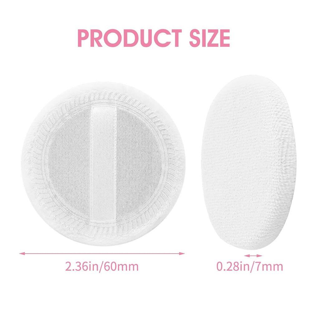 Sibba Loose Powder Make up puff 12 Pieces Round Velour Face Makeup Compact Body Container Setting Pressed Blending Foundation Cream Make Up Ribbon Strap Sponge Cushion Applicator (White)