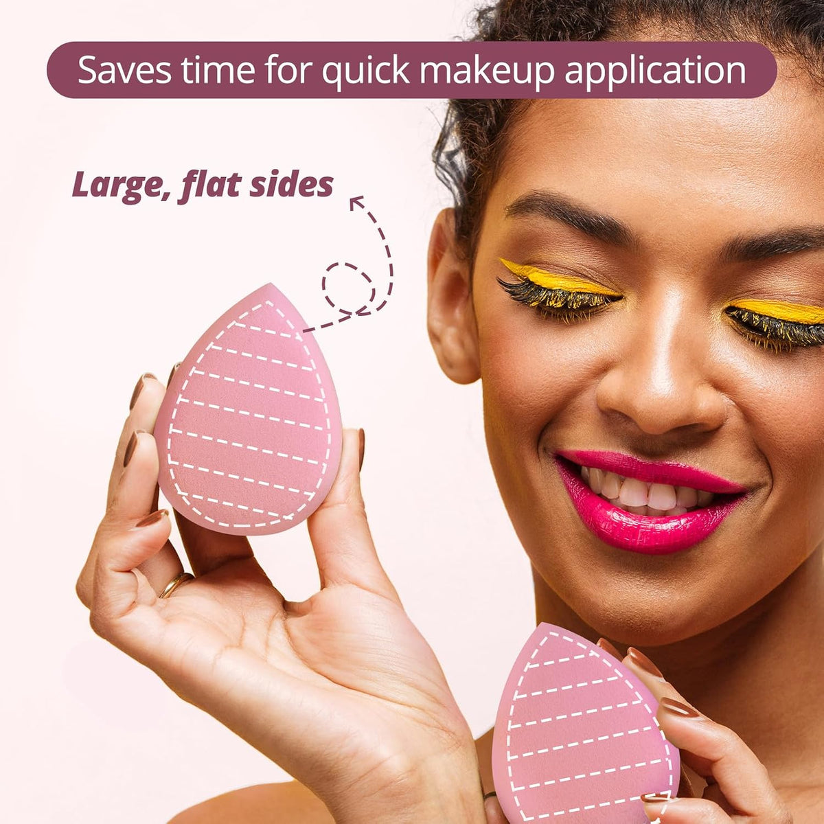 BEAKEY Makeup Sponge Set of 2, Flat Duo Patented Pink Beauty Sponges