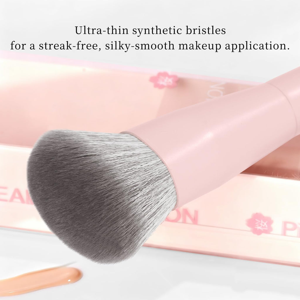 REAL PERFECTION Buffing Foundation Brush, Professional Face Makeup Brush for Streak-Free Application, Suitable for All Skin Synthetic Cruelty-Free Beauty Brush for Liquid Cream Foundation Bronzer