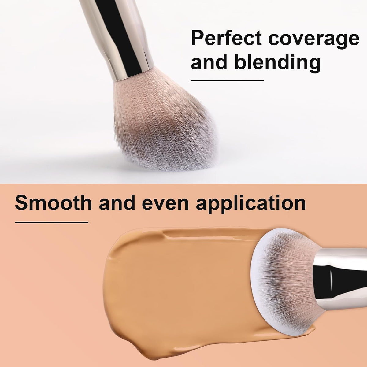 TEOYALL Domed Foundation Brush, Soft Dense Base Blending Stippling Brush