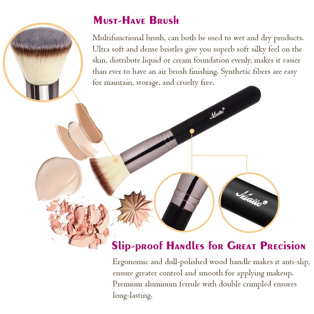 Matto Flat Top Foundation Brush for Liquid, Cream and Mineral Foundation