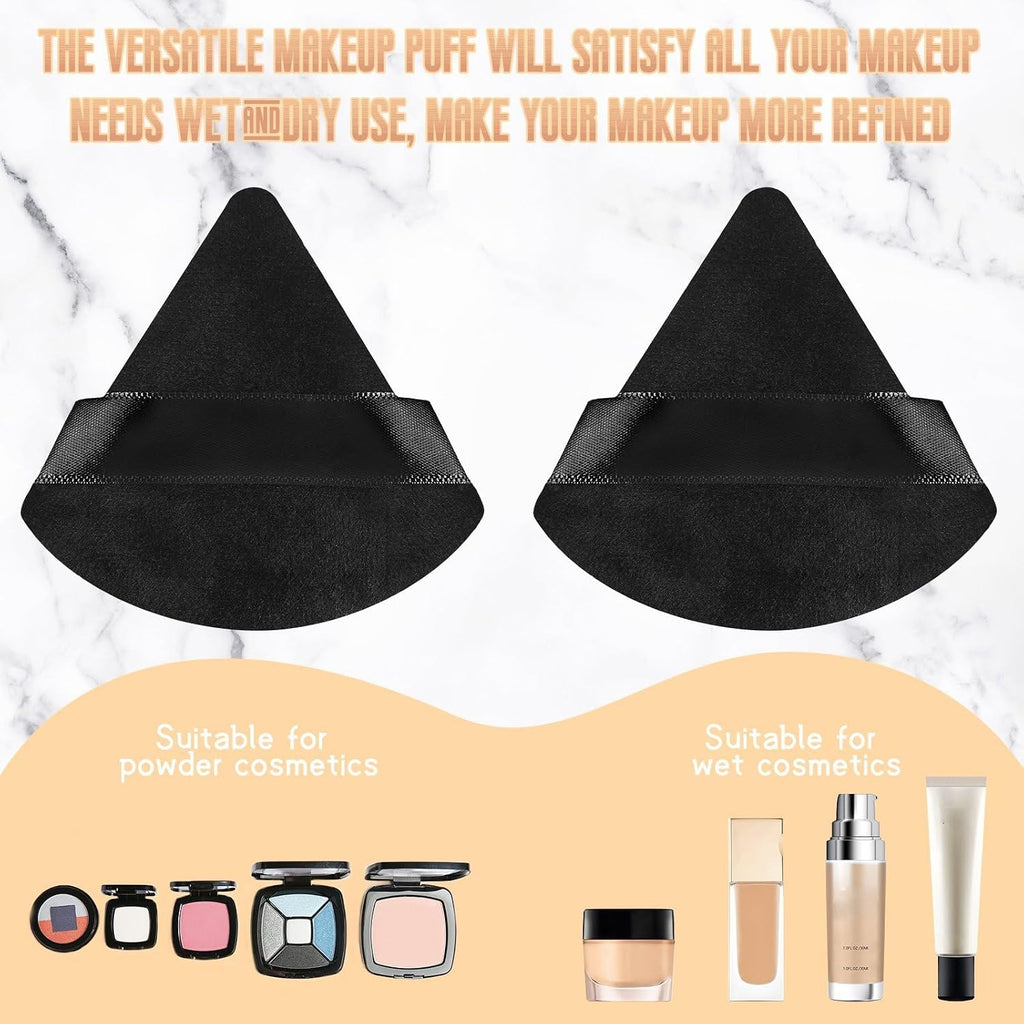 Suclain 48 Pcs Triangle Powder Puff Velour Makeup Sponges,Black