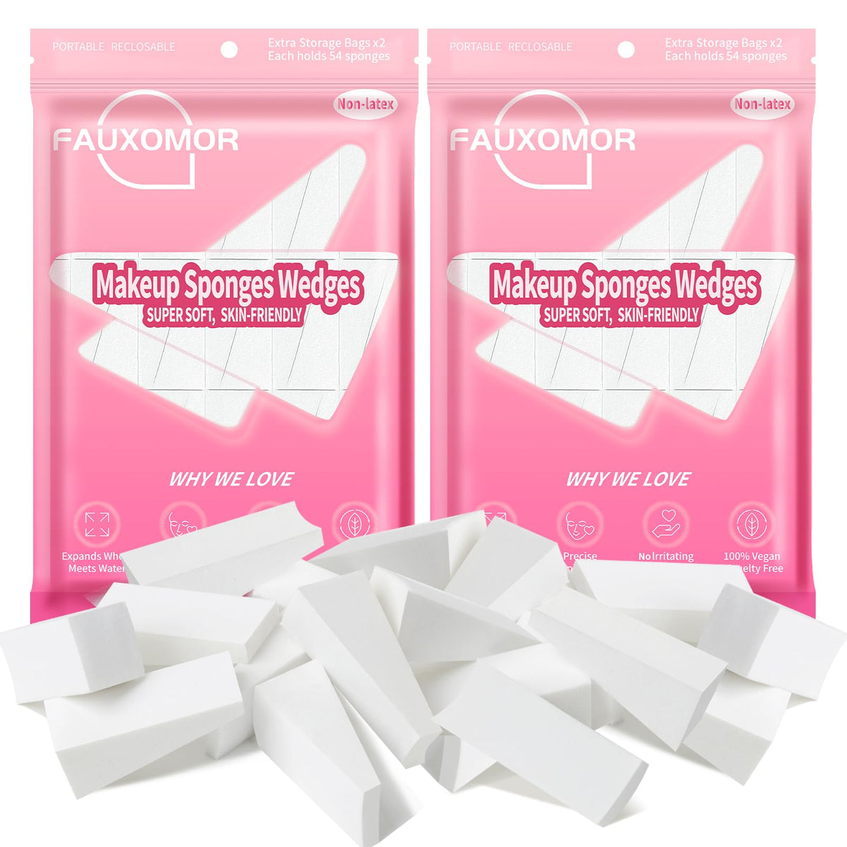 Fauxomor 108 Pcs Makeup Sponge Wedges Make Up Sponges for Foundation