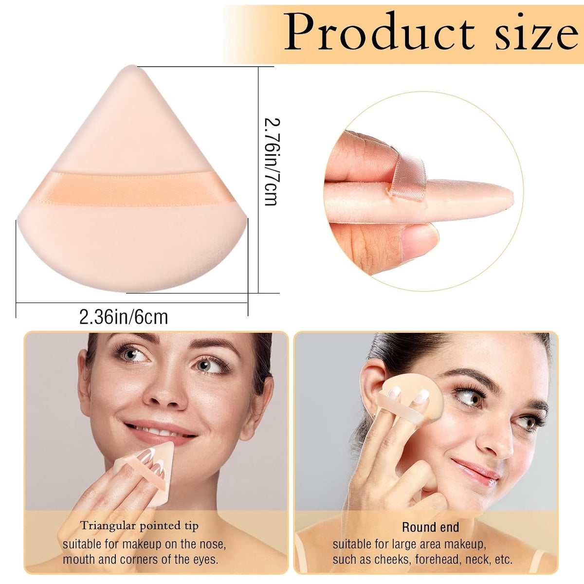 Pimoys 6 Pcs Powder Puffs, Triangle Makeup Sponge (Flesh)
