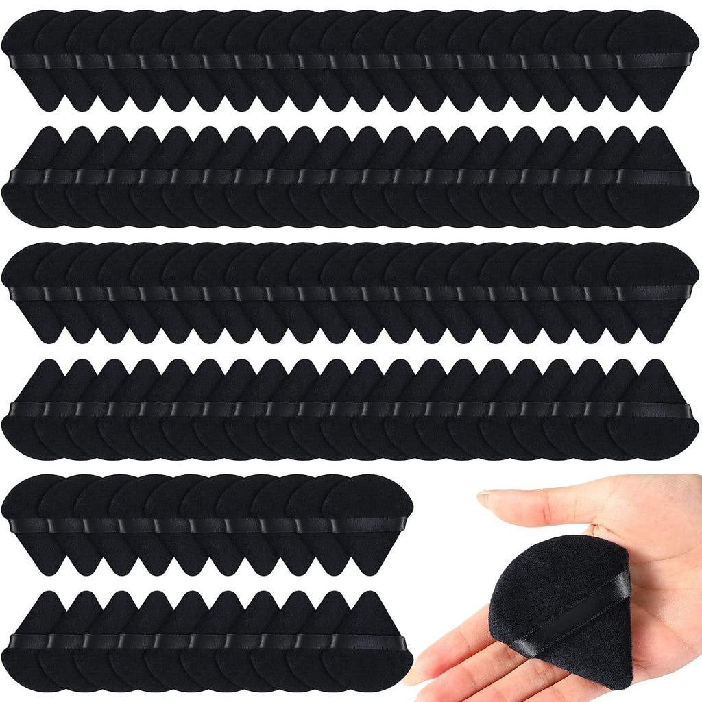 Meanplan 100 Pcs Powder Puffs Triangle Makeup Puff, Black