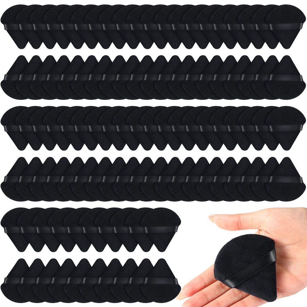 Meanplan 100 Pcs Powder Puffs Triangle Makeup Puff, Black