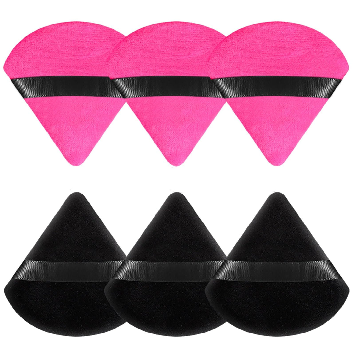 Pimoys Powder Puffs, 6 Pack Triangle Velour Face Sponges for Powder