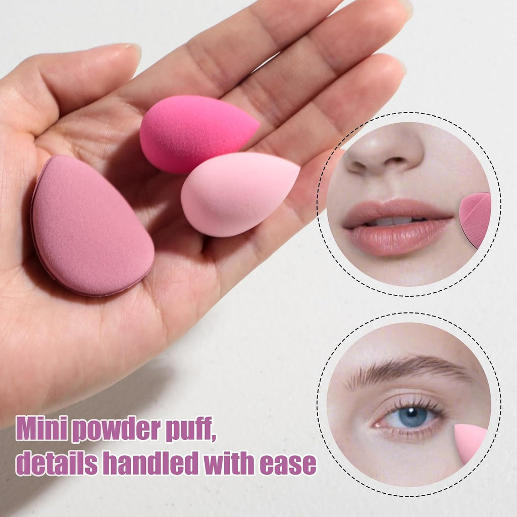 Makeup Sponges BS-MALL10 Pcs Premium For Foundation - Makeup Blending Sponge Set With Finger & Triangle Puffs For Multi-purpose Use, Travel Essential & Daily Makeup with Case