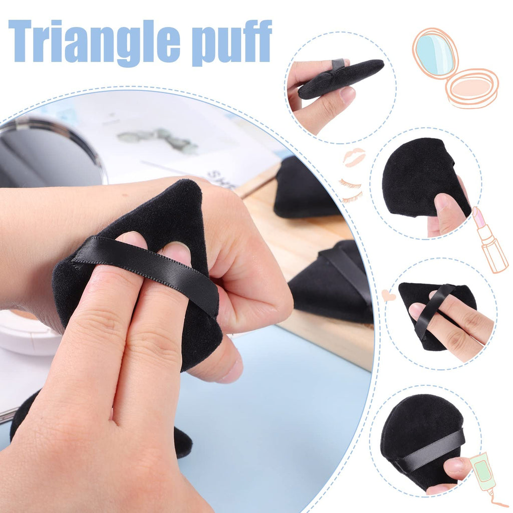 Pimoys 15 Pack Powder Puffs Triangle Makeup Sponge, Black/Pink/Flesh