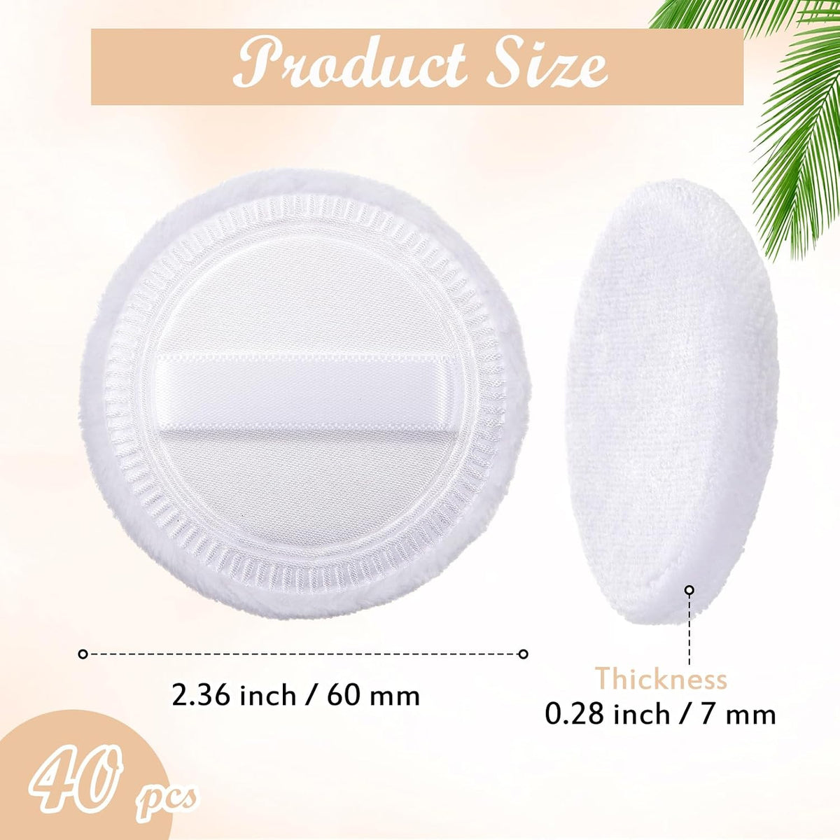 Silifine 40 Pcs White Cotton Powder Puffs, Round Powder Puffs