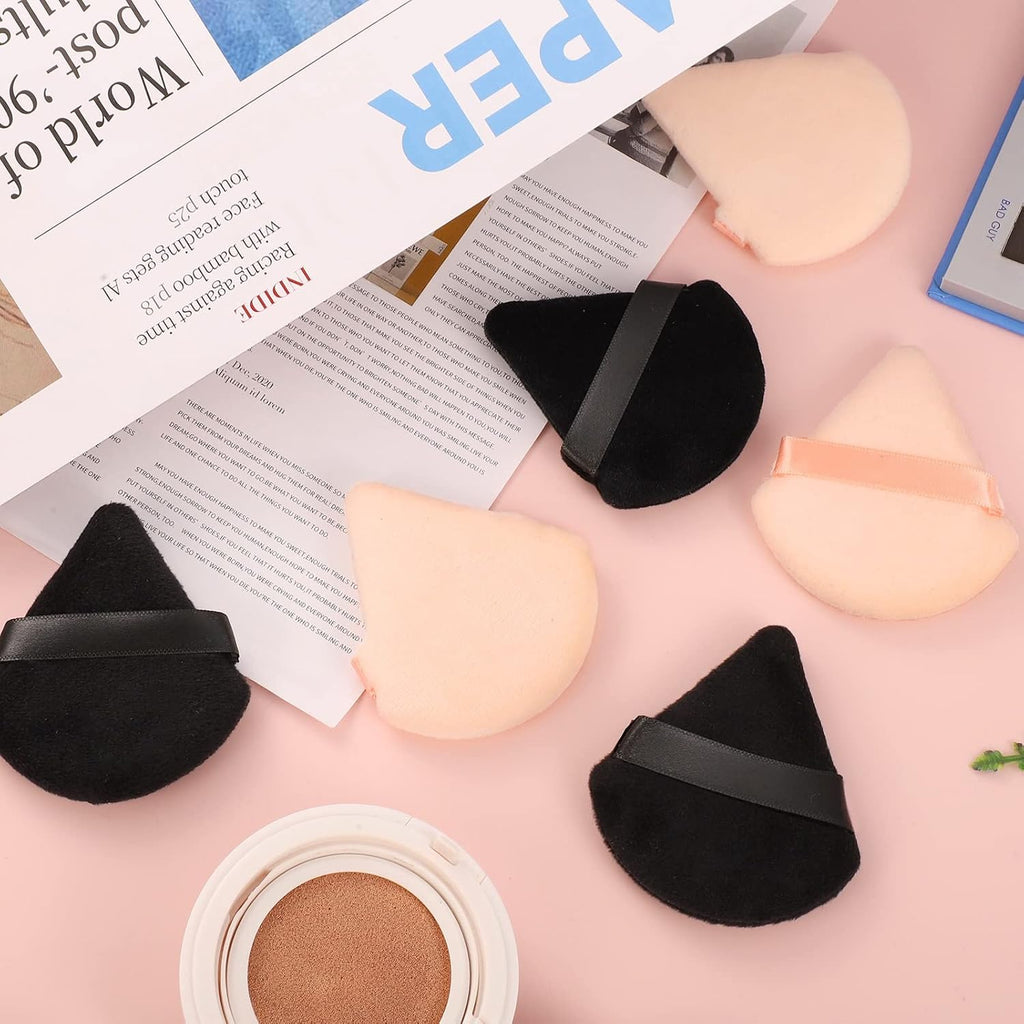 Pimoys Powder Puffs, 6 Pack Triangle Velour Face Sponges for Powder