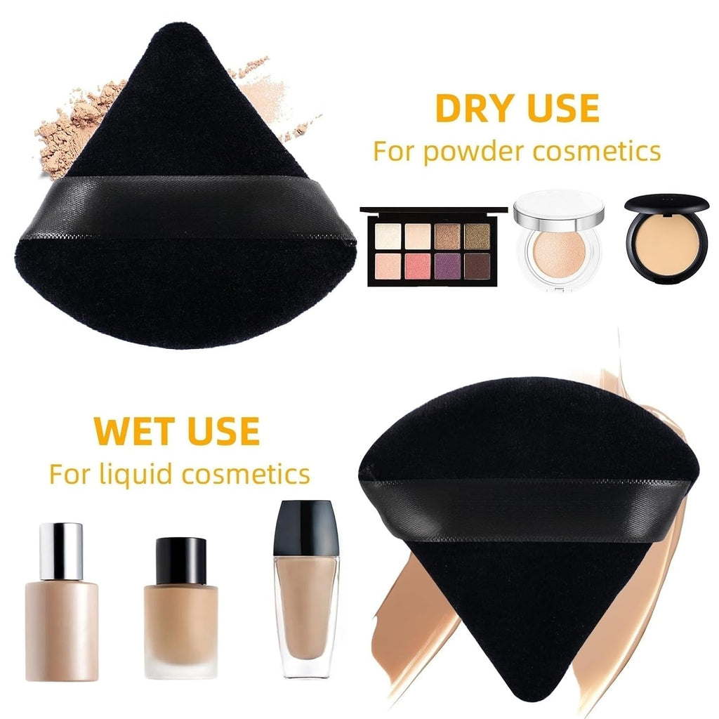 ZHIYE 4pcs Triangle Powder Puffs, Reusable Face Makeup Puff, Multifunctional Facial Makeup Tool Wet, Dry Dual-Use Makeup Sponge for BB CC Cream Liquid Foundation(BLack)