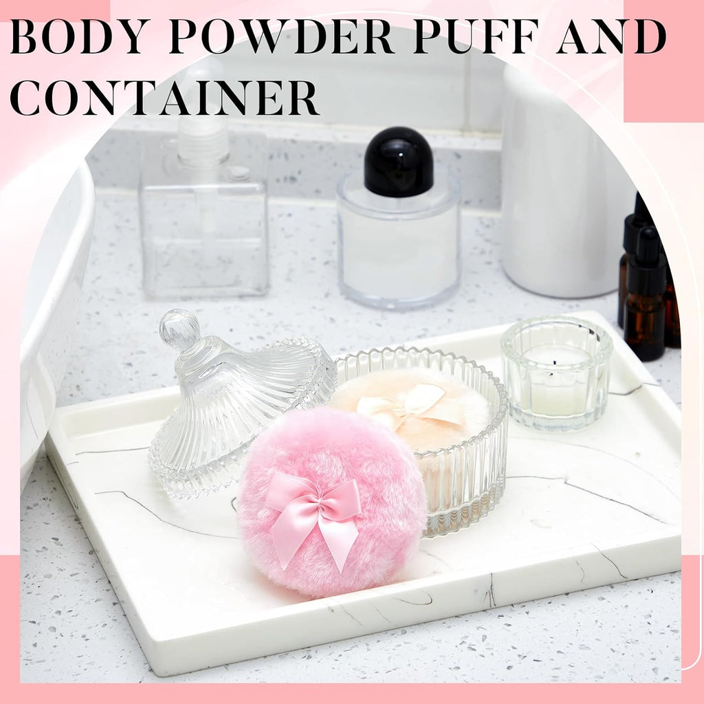 Tioncy 3 Pcs Large Dusting Powder Container with Puff Set, Classic, Clear