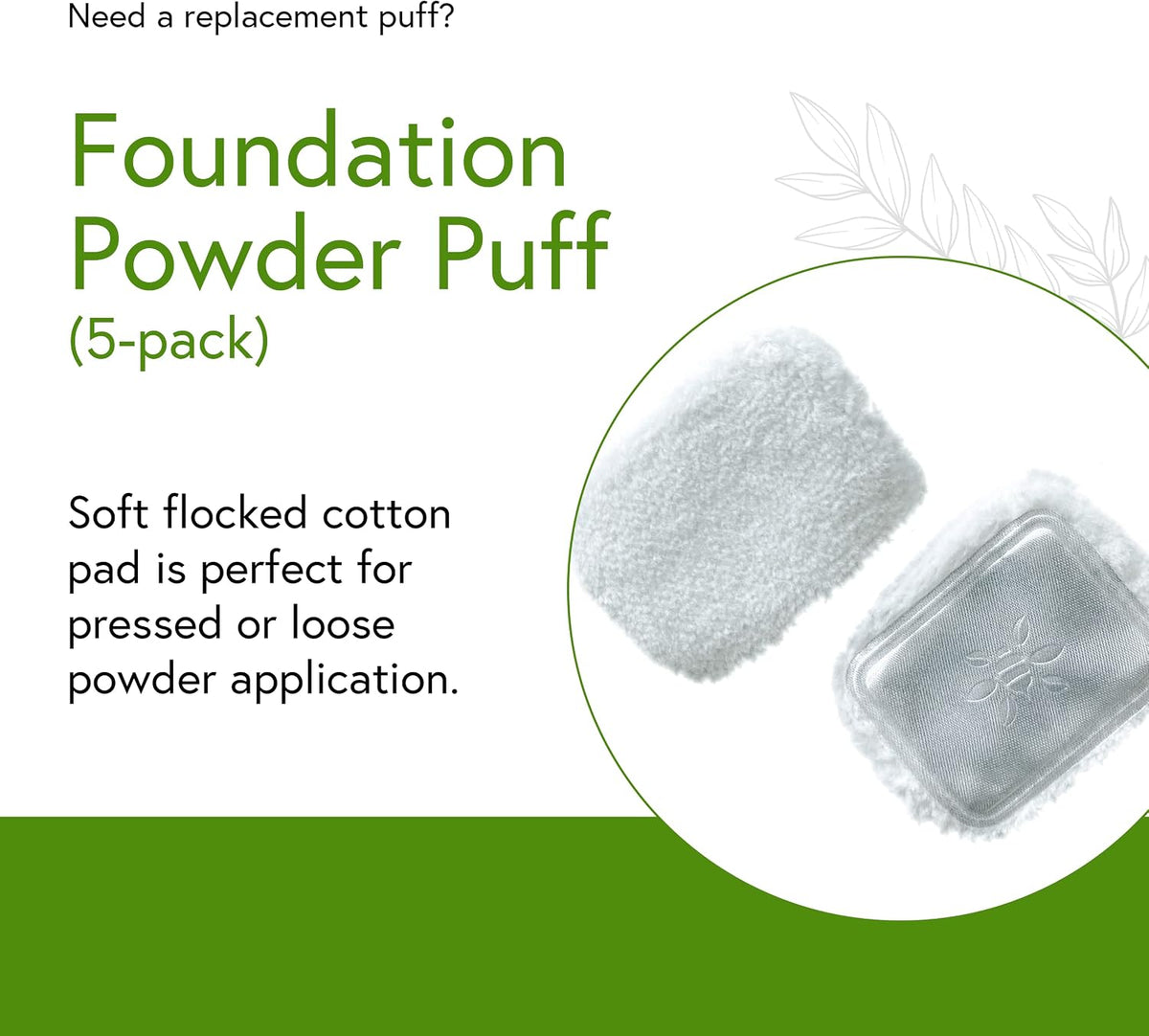Honeybee Gardens Cotton Cosmetic Powder Puff Replacement Pads, White 5 Pack
