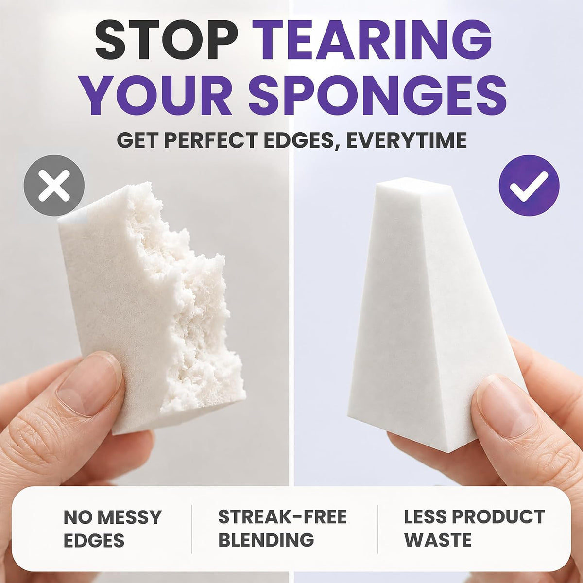 Earth & I - 32-Pack *PRE-CUT* Makeup Wedges: Professional Triangle Sponges