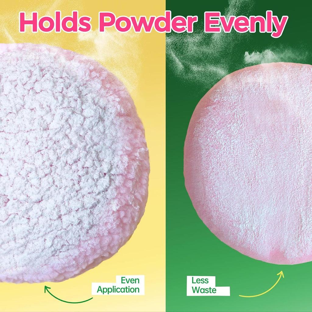 3pcs 6'' Body Powder Puffs for Dusting Powder and Container, Pink